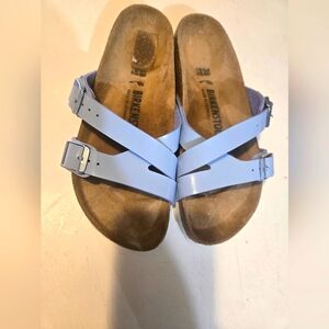 Size 7-7 1/2  Birkenstock Light Purple Strap Sandals.
